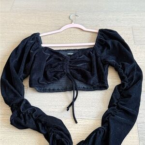 Nasty Gal Black Ruched Crop Top